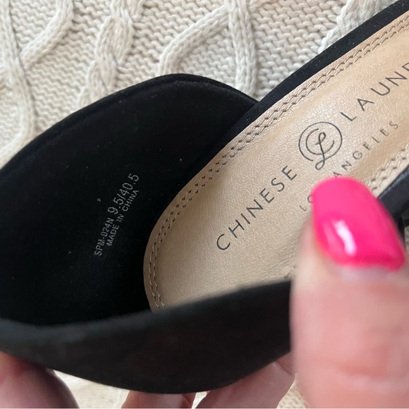 New! Chinese Laundry Black Pointed 4 inch Heels Crochet Fabric Front women’s 9.5 - Picture 11 of 12